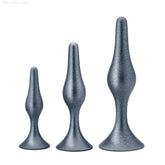 Anal Adventures Matrix | The Genesis Plug Kit: 3 Progressing Smooth Tapered Butt Plug Kit in Stellar Silver | With Stayput™ Technology & AnchorTech™ Base-French Quarter Lingerie